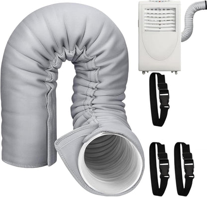  Générique Manchon Isolation Tuyau Climatisation, 150x53cm, Thermo-isolant | Insonorisant Housse Protection Tuyau Évacuati/on Climatiseur Portable, De Diamètre 3 Boucle Réglables, Pour Usage Maison Et