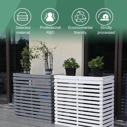 Housse En Bois Pour Climatiseur – Unité De Climatisation Extérieure Et Support De Fleurs – Bois Massif, Marron – Protection élégante Et Fonctionnelle Pour Unités Mobiles AC