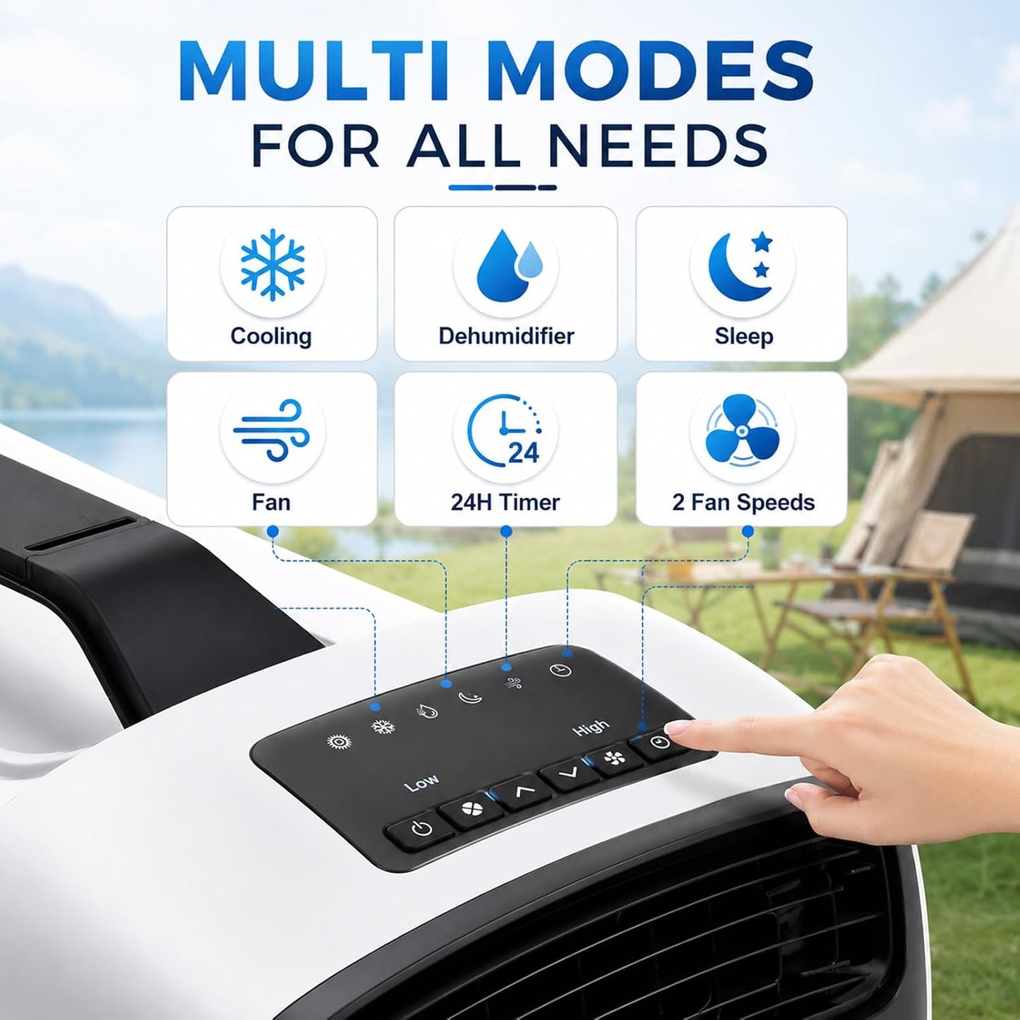  Climatiseur Mobile Portable 5200 BTU, 400W Climatiseur De Tente Avec Compresseur, Refroidissement Rapide Et Mode Nuit, Déshumidificateur Ventilateur Pour Camping, Van, RV Et Petit Espace