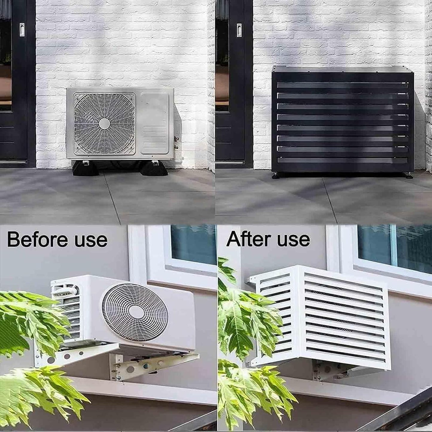  Housse De Climatiseur Extérieur, Housse De Pompe à Chaleur En Aluminium Résistant Aux Intempéries, Barrière D'intimité Décorative, Boîte De Climatisation Réduisant Le Bruit, Protection Extérieure Pour
