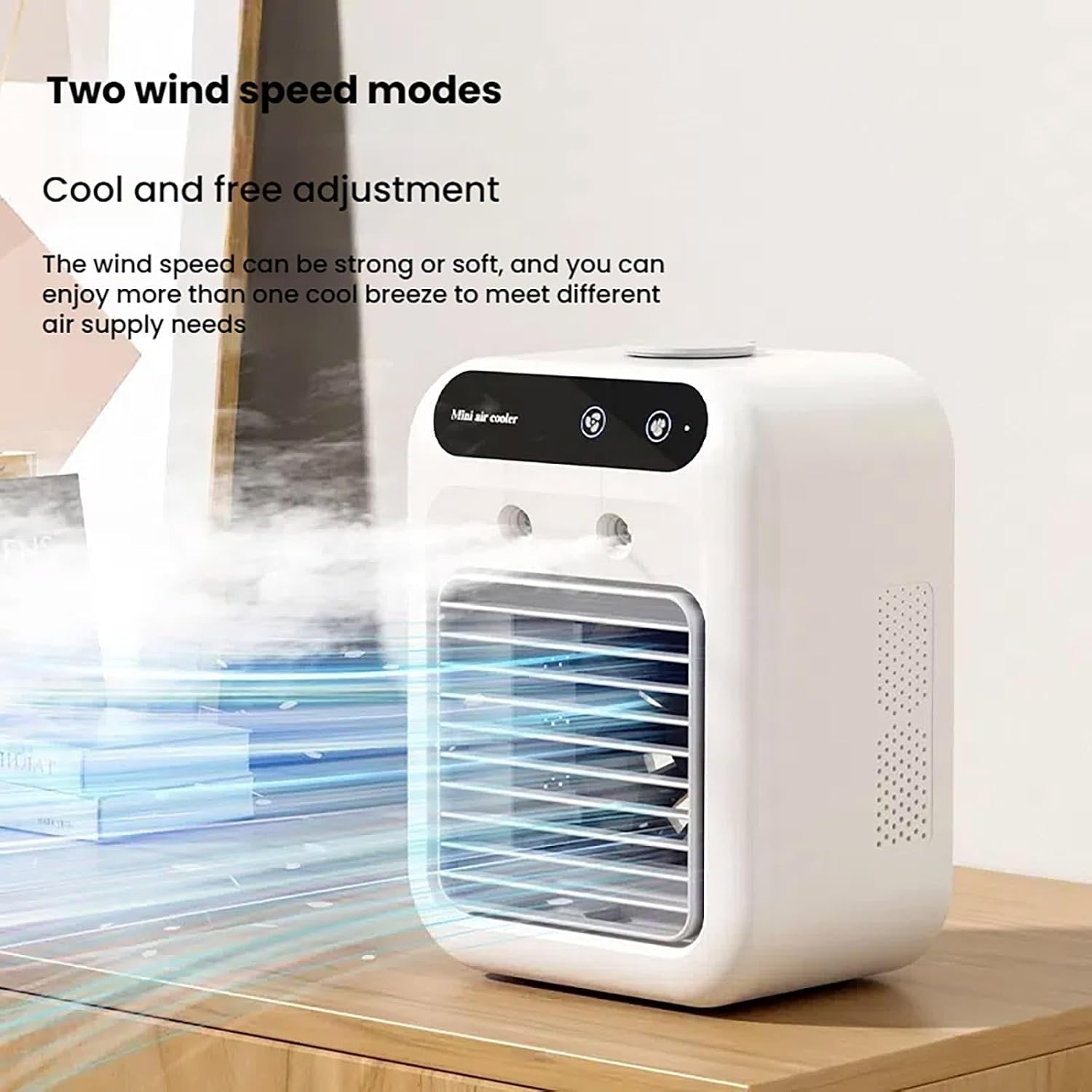  Ventilateur De Climatisation Portable,capacité 500ml, Silencieux Portable 4 En 1, Double Vitesse Du Vent, Double Mode De Pulvérisation, Idéal Pour Le Bureau Et La Chambre à Coucher (Blanc)