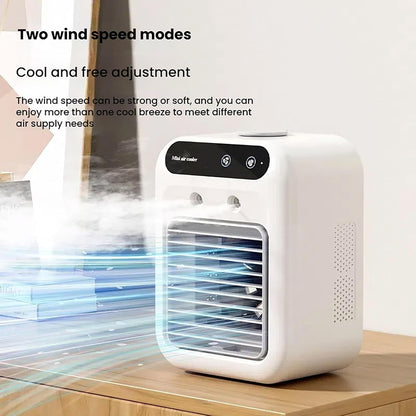  Ventilateur De Climatisation Portable,capacité 500ml, Silencieux Portable 4 En 1, Double Vitesse Du Vent, Double Mode De Pulvérisation, Idéal Pour Le Bureau Et La Chambre à Coucher (Blanc)