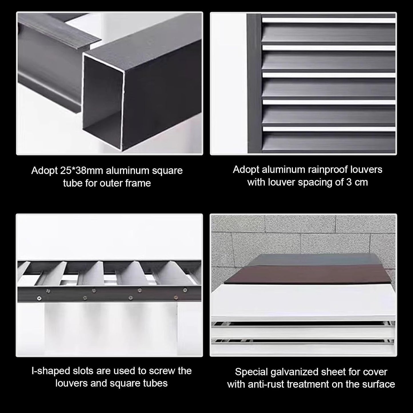 GENERIC Housse En Aluminium Pour Climatiseur Avec Bouclier De Pompe à Chaleur - Protection Extérieure - Résistante Aux Intempéries - Marron - 110 X 60 X 80 Cm - Durable Et Résistante Aux UV