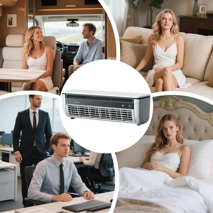  Ventilateur Rafraîchissant AC Pour Pièce - Ventilateur Climatiseur Mural, Avec Chargeur Sans Fil Et Rafraîchisseur,Pour Maison Salle De Bain Cuisine Intérieur Extérieur