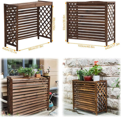  Housse De Climatiseur D'extérieur En Bois Et Clôture élégante Pour Pompe à Chaleur Et Unités AC Tailles : 81 X 30 X 72 Cm 115 X 54 X 95 Cm 96 X 40 X 89 Cm