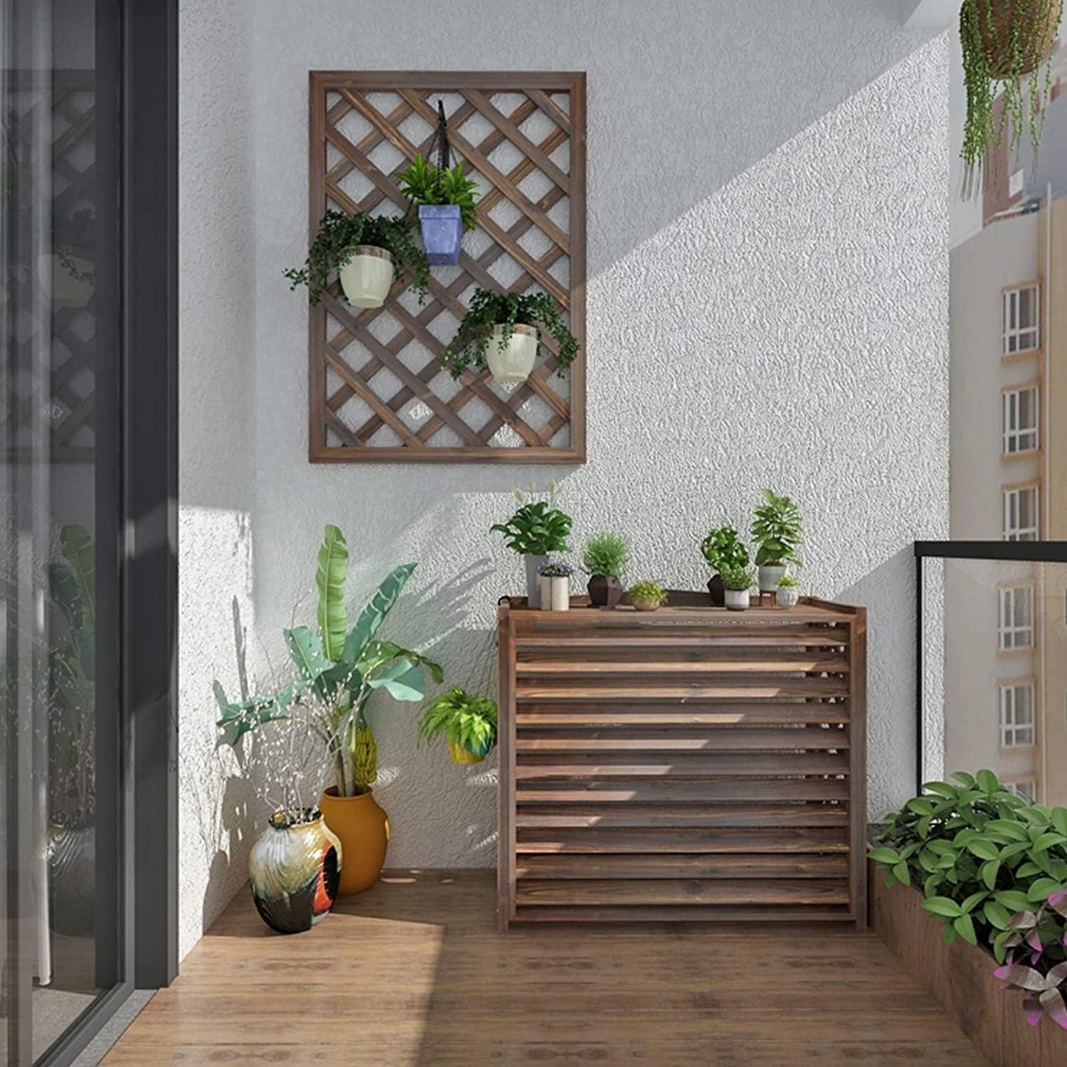  Housse De Protection Antivol Pour Climatiseur, Toutes Saisons, Protection De Confidentialité Pour Clôture Extérieure, Support Pour Plantes Pour Balcon De Jardin, étanche