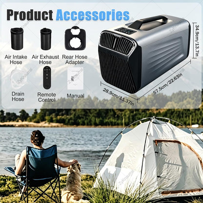  Climatiseur Portable Pour Tentes De Camping, Avec Fonction Déshumidificateur, Faible Consommation D'énergie, Surface De Refroidissement De 8 à 10 M²,Pour Camping-Cars Et Les Vans Aménagés. 12V/220V