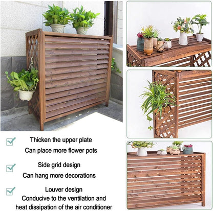 GENERIC Housse De Climatiseur En Bois étanche Pour Unité De Climatisation Extérieure Avec Volets Cachés, Coque De Poubelle Cachée, Installation Facile, Parfaite Pour La Décoration Extérieure Et La Protection