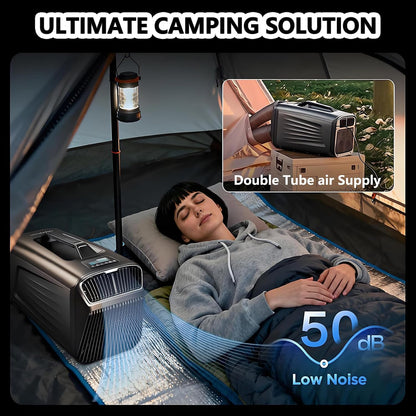  Climatiseur De Camping Portable Avec Humidificateur, Écran Tactile, Unité De Climatisation De 5200 Btu Pour Tente, Refroidissement Rapide Pour Camping-Cars, Fourgons Aménagés Et SUV Grey