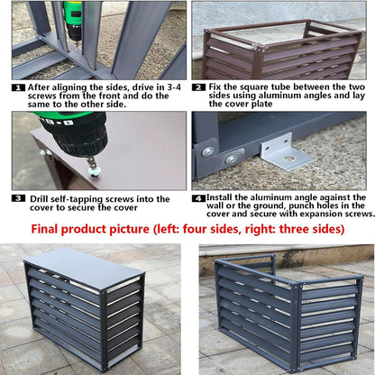 GENERIC Housse De Poubelle D'extérieur, Climatiseur Multifonction, Housse En Aluminium, Réduction Du Bruit, Installation Facile, Idéale Pour Une Utilisation Dans Le Jardin Et Le Balcon