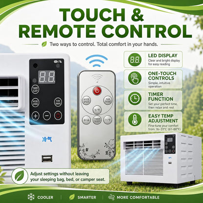  Climatiseur Portable 1876 Btu Pour Tentes,280W,Déshumidificateur,Rafraîchisseur D'air Avec Minuterie Et Télécommande Pour Tentes 1 À 3 Personnes,Camping En Camion Et Camping-Cars AC+1.8M