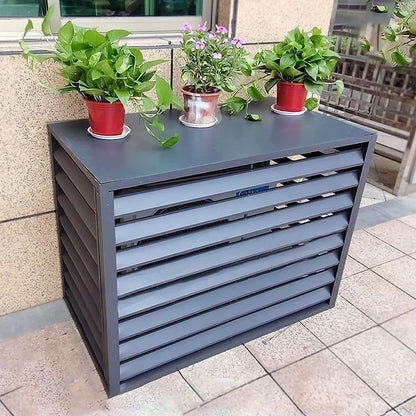 GENERIC Étagère à Fleurs En Bois Massif Pour Climatiseur En Aluminium Robuste Avec écran D'intimité, Anti-vol, Facile à Installer, Blanc, Taille 1,5P, Housse De Climatiseur D'extérieur De Qualité Supérieure