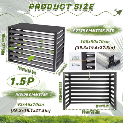 GENERIC Housse De Protection En Aluminium Pour Climatiseur - Résistant Aux Intempéries - Pour Extérieur - Pour Climatisation Et Protection Contre Le Condensateur - Assemblage Facile Pour Toutes Les Saisons