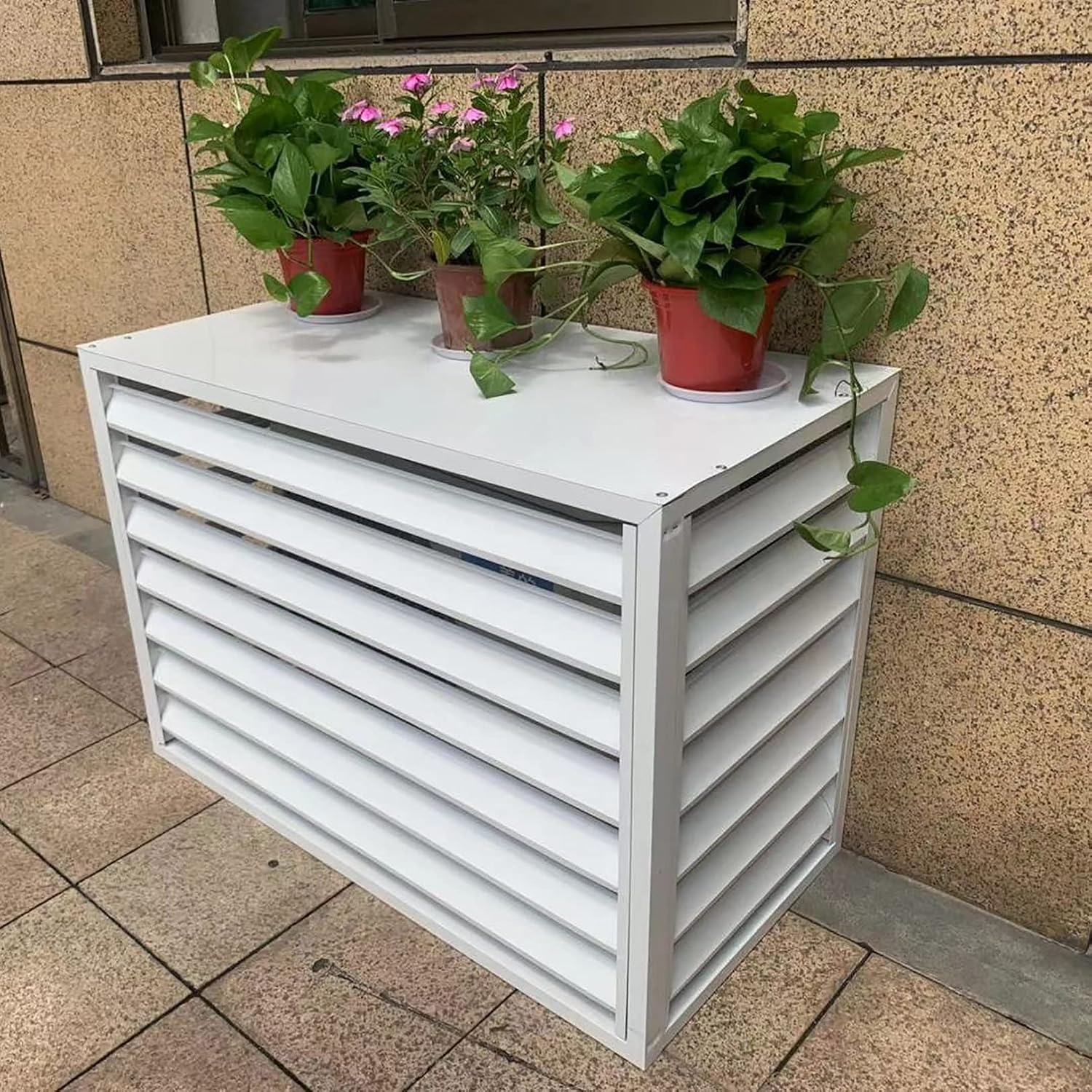 GENERIC Housse De Climatiseur Extérieur Et Clôture D'intimité – Écran Décoratif Antivol Toutes Saisons Pour Unités Séparées – Housse De Climatisation Pour Unités Extérieures – Protégez Votre Climatisation