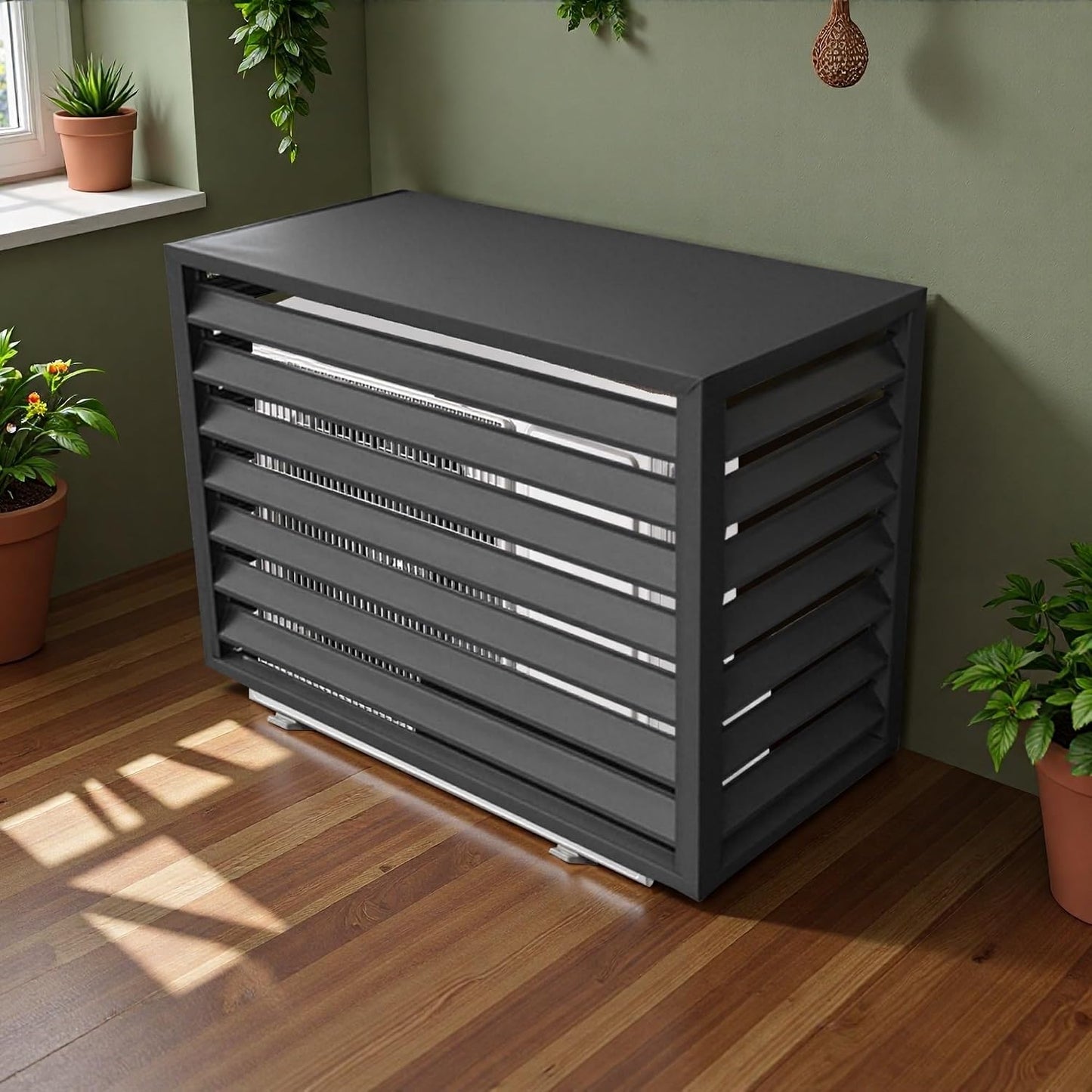 GENERIC Housse De Protection Pour Climatiseur D'extérieur En Aluminium 100 X 50 X 70 Cm – Protecteur De Condensateur Multifonction Avec Clôture D'intimité Pour Plantes Et Rangement D'outils De Jardin (gris)