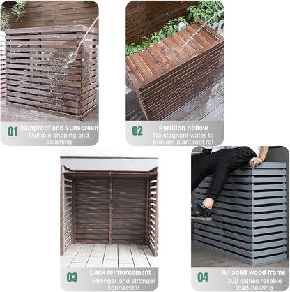  Housse De Climatiseur Extérieur - Bois Massif Avec Support De Fleur, Protection De L'unité De Climatisation Résistante Aux Intempéries, Bouclier De Climatisation Mobile (couleur : Blanc)