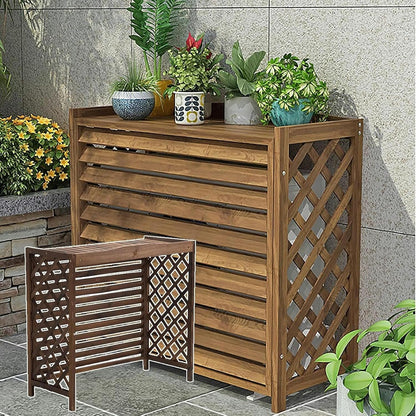 GENERIC Housse De Climatiseur D'extérieur En Bois Et Support De Fleurs à Persiennes En Bois Massif élégant Protecteur De Climatiseur Cache-radiateur à Vapeur Support D'affichage Multifonction