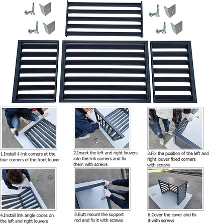 GENERIC Housse De Protection Robuste Et Résistante Aux Intempéries Pour Climatiseur Extérieur Avec Motif De Clôture D'intimité – Protection Antivol Et écran Décoratif Pour Climatiseurs Divisés