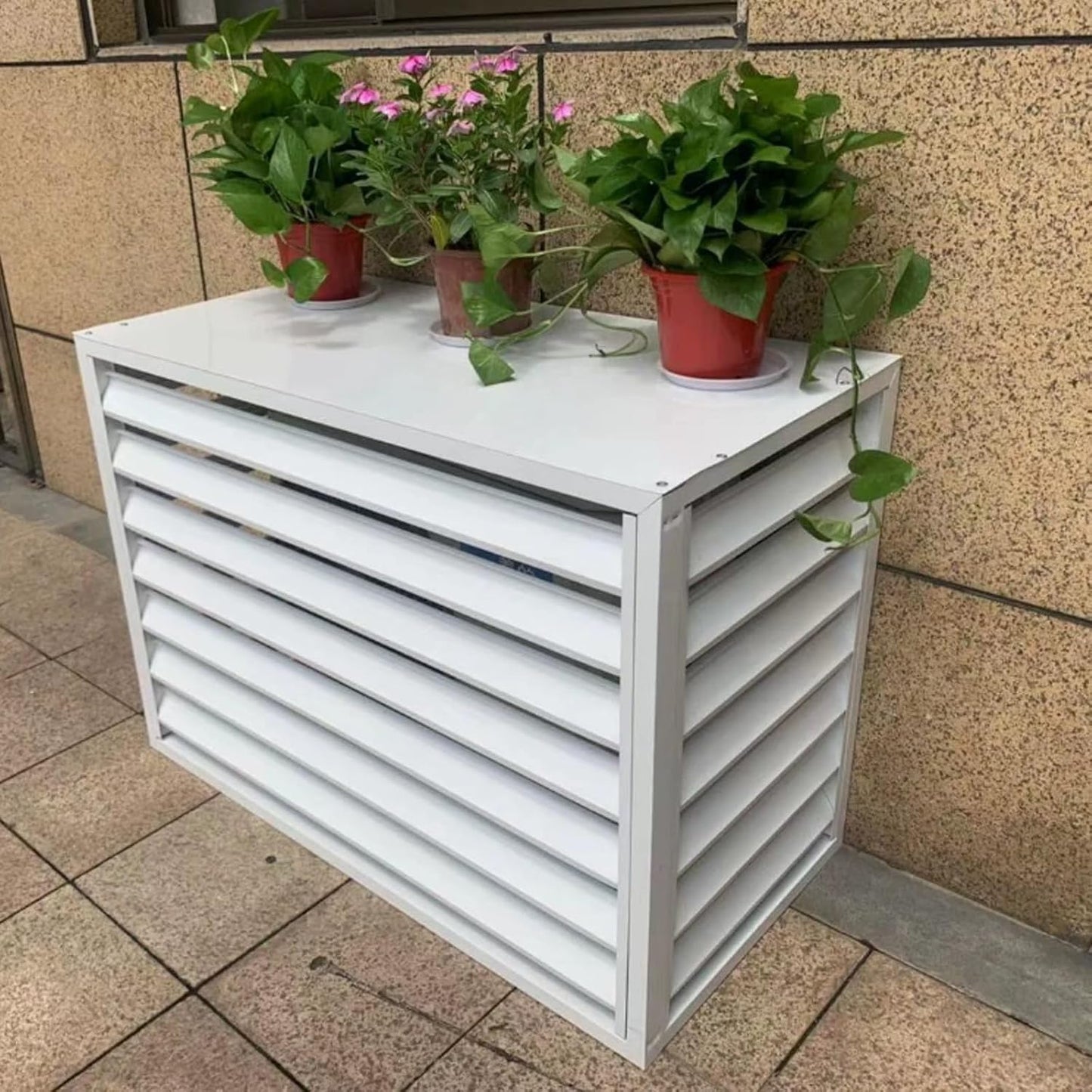 GENERIC Housse De Poubelle D'extérieur, Climatiseur Multifonction, Housse En Aluminium, Réduction Du Bruit, Installation Facile, Idéale Pour Une Utilisation Dans Le Jardin Et Le Balcon