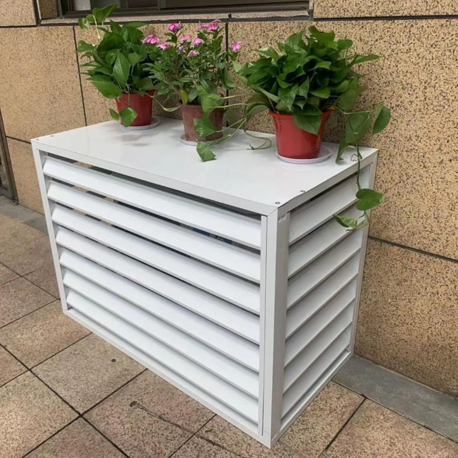GENERIC Housse De Poubelle D'extérieur, Climatiseur Multifonction, Housse En Aluminium, Réduction Du Bruit, Installation Facile, Idéale Pour Une Utilisation Dans Le Jardin Et Le Balcon