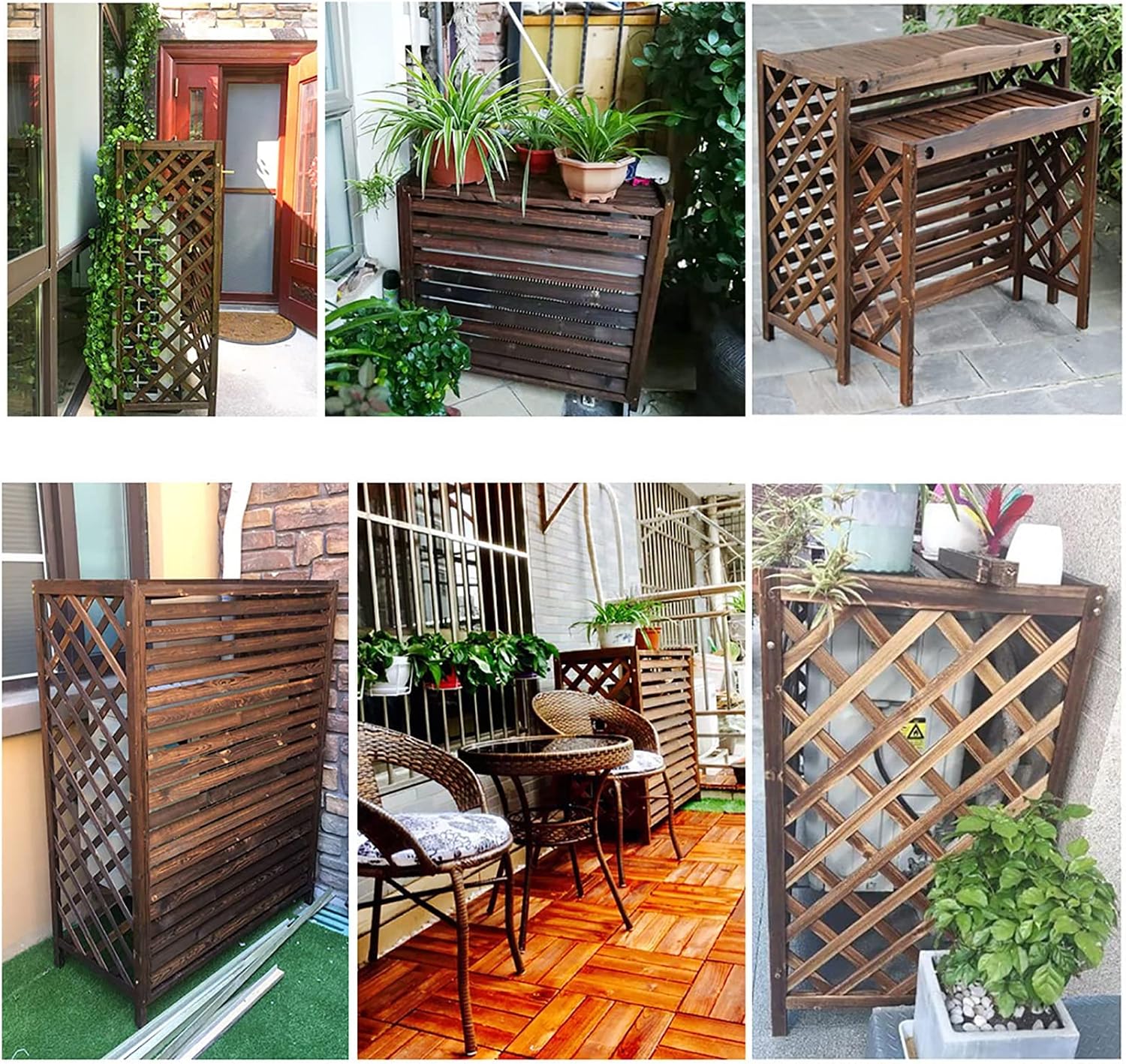 GENERIC Housse De Climatiseur D'extérieur En Bois Massif Pour Fleurs Et Plantes, écran De Radiateur Décoratif Résistant Aux Intempéries, Clôture AC, Solutions élégantes De Refroidissement Extérieur