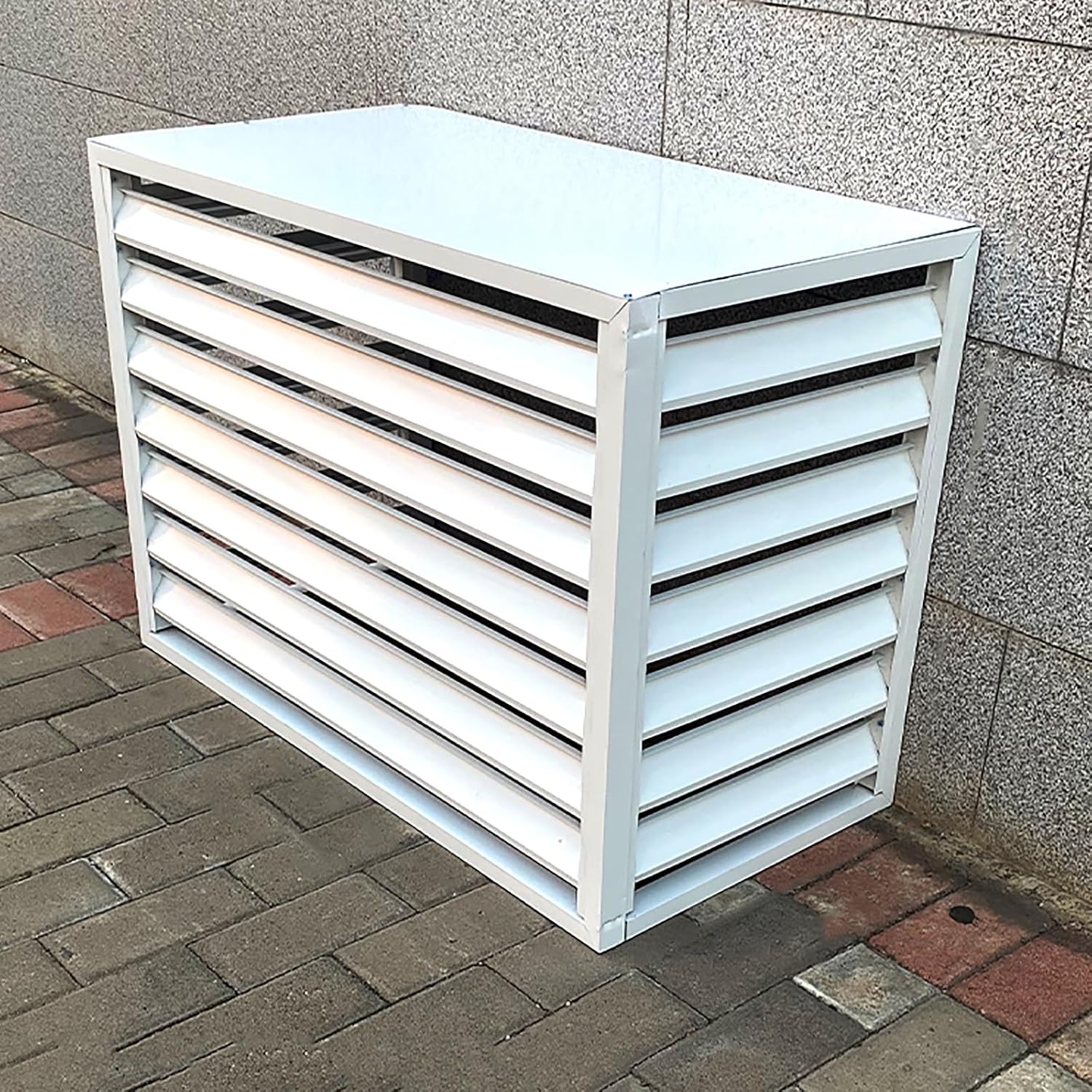  Housse De Protection En Aluminium Pour Climatiseur Extérieur - Pour Pompes à Chaleur 1,5P/2 ~ 3P/5P - Résistante Aux Intempéries - Protection En Feuille Pour Unités Extérieures (blanc, 110 X 60 X 80
