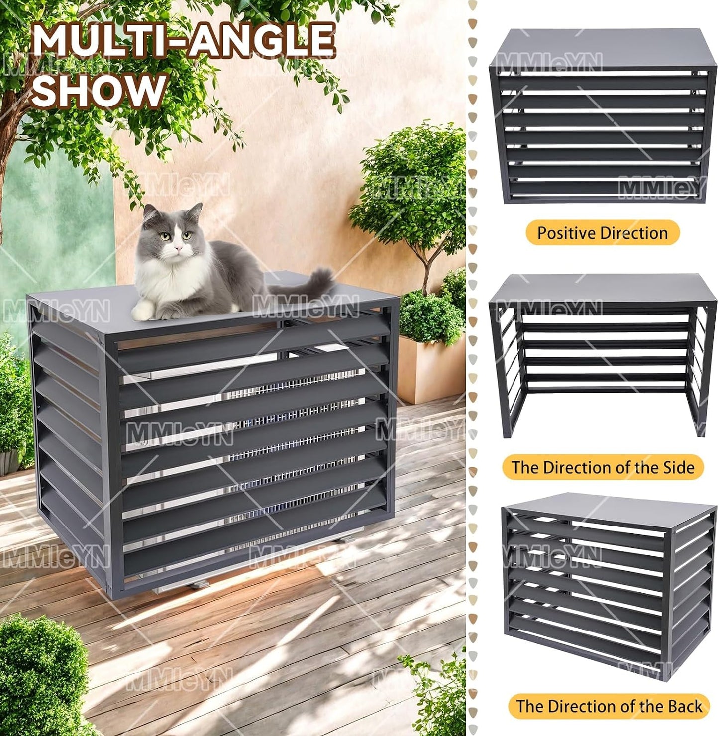 GENERIC Housse De Protection Pour Climatiseur D'extérieur En Aluminium 100 X 50 X 70 Cm – Protecteur De Condensateur Multifonction Avec Clôture D'intimité Pour Plantes Et Rangement D'outils De Jardin (gris)