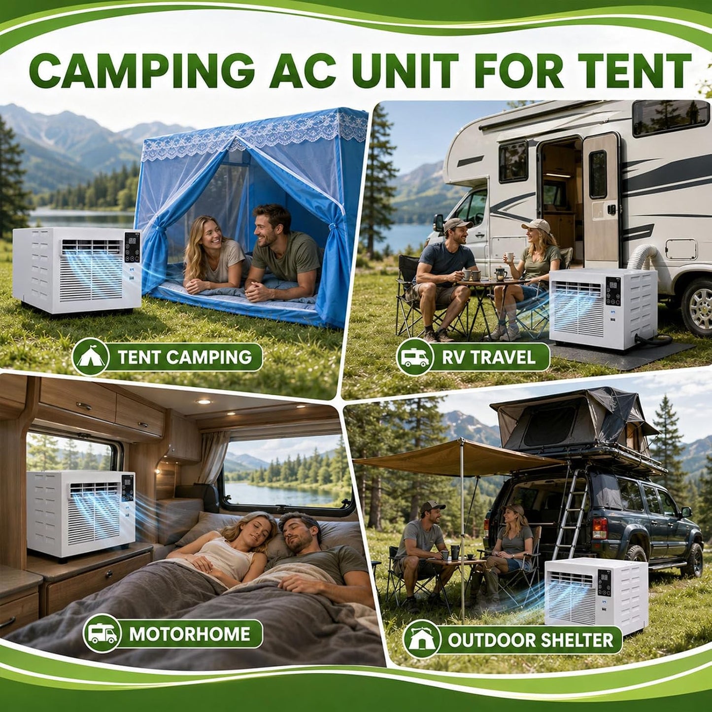  Climatiseur Portable 1876 Btu Pour Tentes,280W,Déshumidificateur,Rafraîchisseur D'air Avec Minuterie Et Télécommande Pour Tentes 1 À 3 Personnes,Camping En Camion Et Camping-Cars AC+1.8M