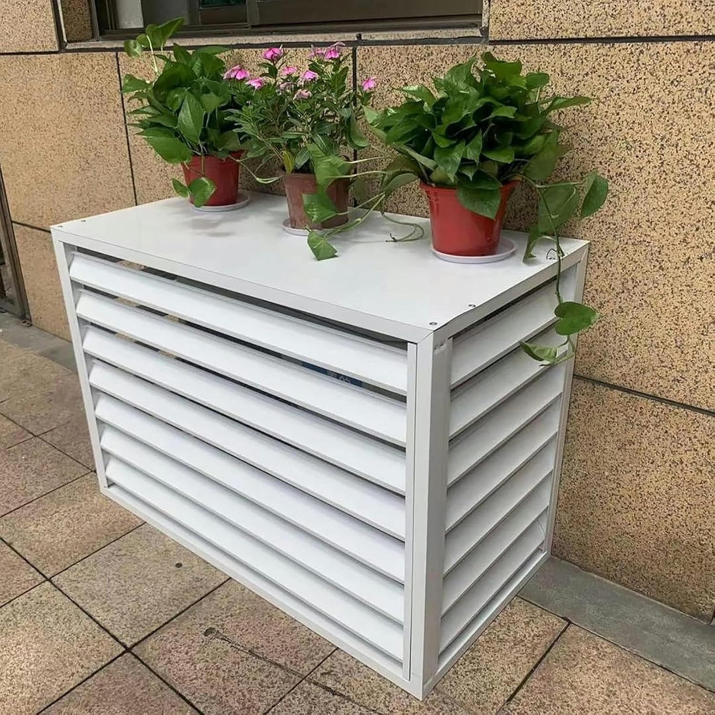 GENERIC Housse De Protection Robuste Et Résistante Aux Intempéries Pour Climatiseur Extérieur Avec Motif De Clôture D'intimité – Protection Antivol Et écran Décoratif Pour Climatiseurs Divisés