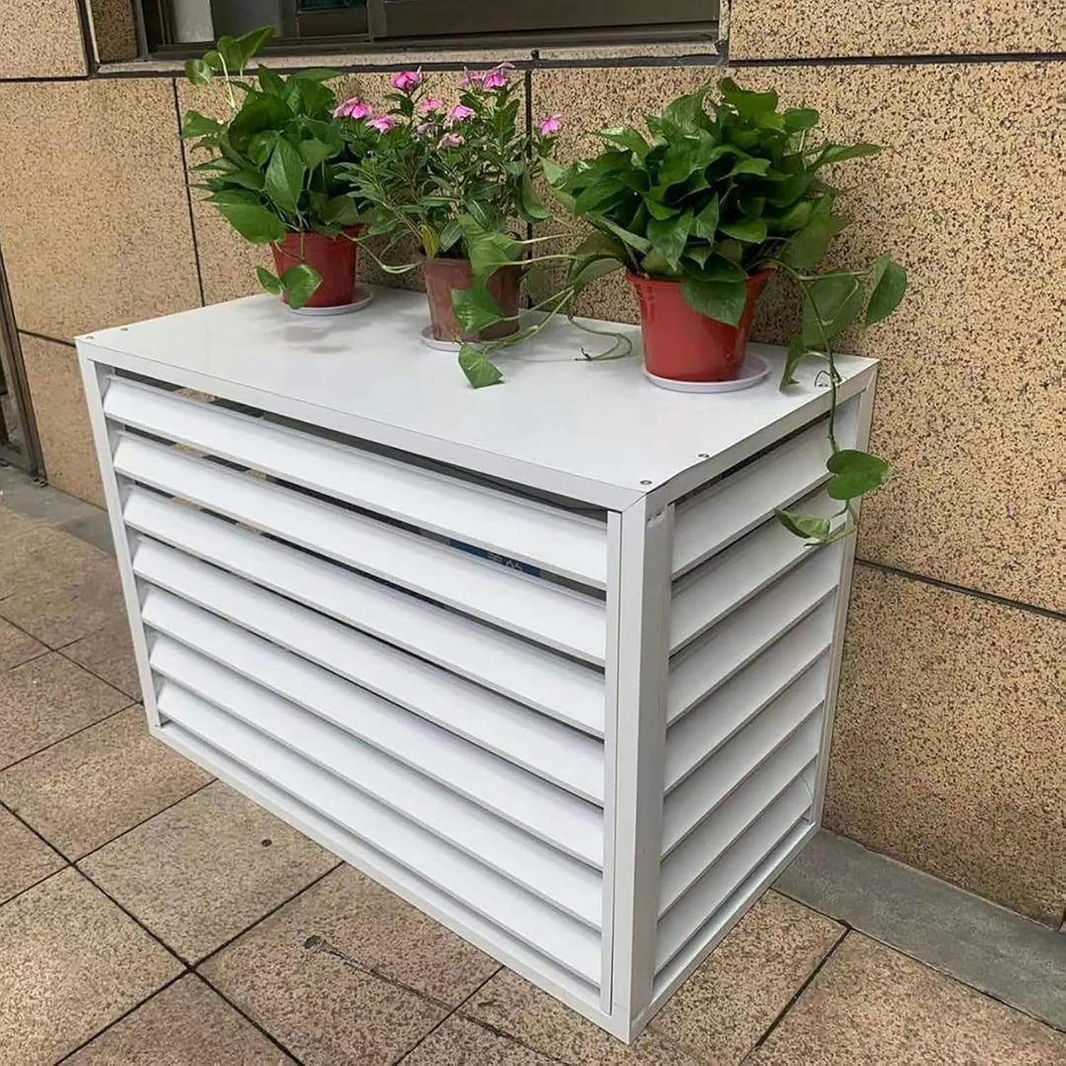GENERIC Housse De Protection Robuste Et Résistante Aux Intempéries Pour Climatiseur Extérieur Avec Motif De Clôture D'intimité – Protection Antivol Et écran Décoratif Pour Climatiseurs Divisés