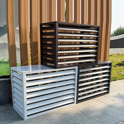  Housse De Protection Pour Climatiseur Extérieur En Aluminium, écran De Réduction Du Bruit, Clôture De Confidentialité, Protection Contre Les Intempéries, Design Blanc à 3