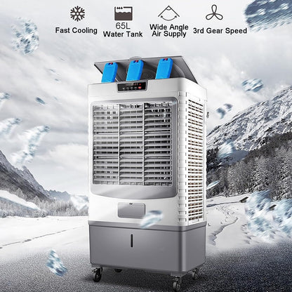 GENERIC Refroidisseur D'air évaporatif Portable, Ventilateur à 3 Vitesses Avec Oscillation à 120 °, Réservoir 55L Pour Les Bureaux à Domicile, Fonctionnement Silencieux, Mobilité Facile, Solution De Refroidis