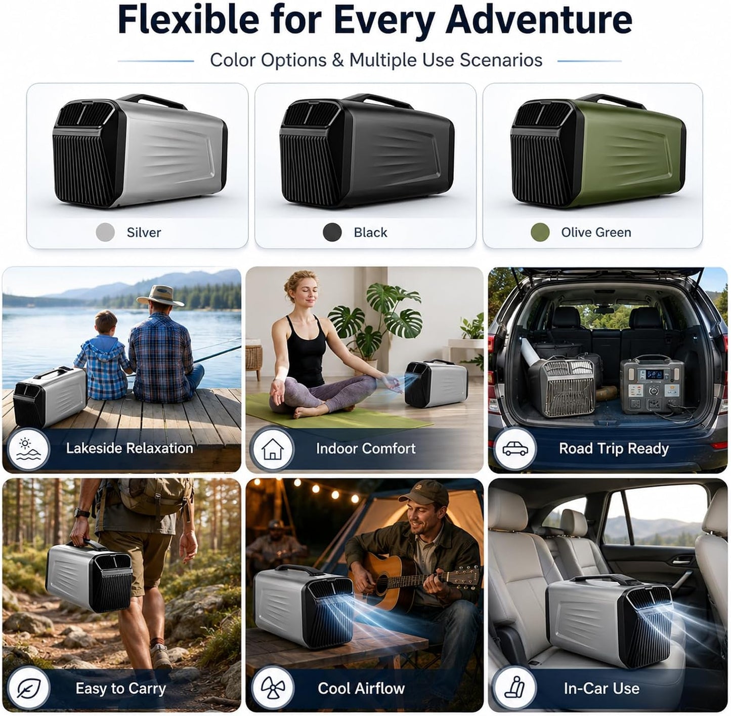  Climatiseur Mobile Portable 5200 BTU, 400W Climatiseur De Tente Avec Compresseur, Refroidissement Rapide Et Mode Nuit, Déshumidificateur Ventilateur Pour Camping, Van, RV Et Petit Espace