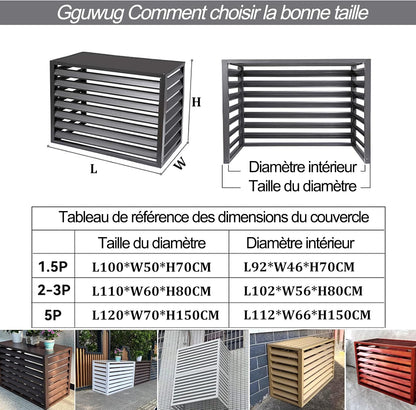  1.5P Climatiseur Mural Aluminium Composite Caisson Anti Bruit Pompe A Chaleur Support Climatiseur Exterieur Cache Clim,Étanche À La Poussière Et À L'eau Pour Intérieur Extérieur Support