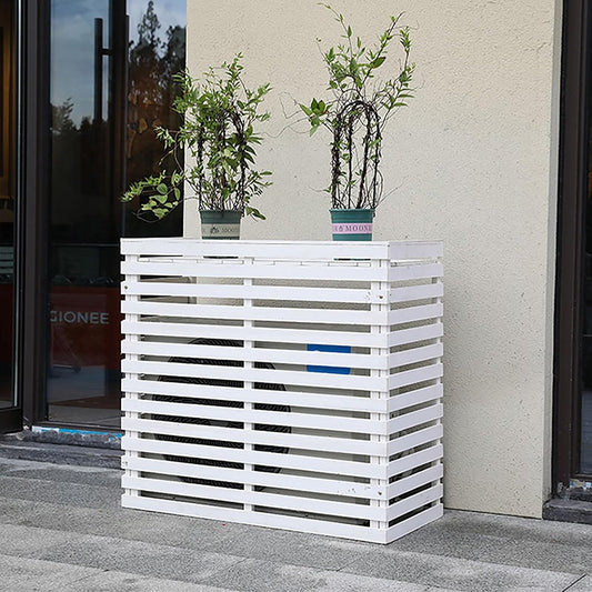  Housse De Climatiseur Extérieur - Bois Massif Avec Support De Fleur, Protection De L'unité De Climatisation Résistante Aux Intempéries, Bouclier De Climatisation Mobile (couleur : Blanc)